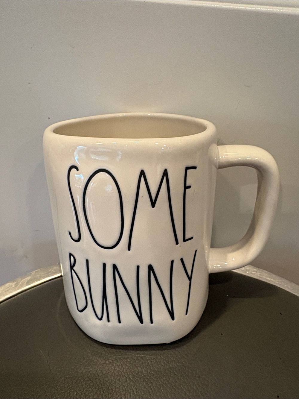 Rae Dunn Pottery “SOME BUNNY LOVES YOU” Coffee Mug Cup 16oz White Black